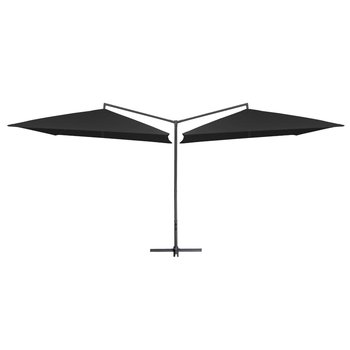 Podwójny parasol na stalowym słupku VIDAXL, czarny, 250x250 cm - vidaXL