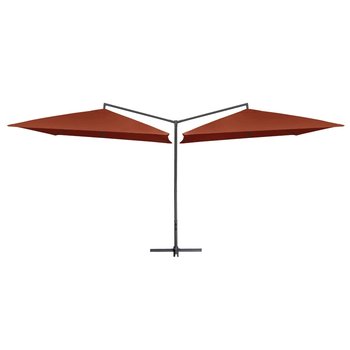 Podwójny parasol na stalowym słupku VIDAXL, czerwony, 250x250 cm - vidaXL