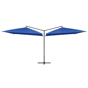 Podwójny parasol na stalowym słupku VIDAXL, niebieski, 250x250 cm - vidaXL