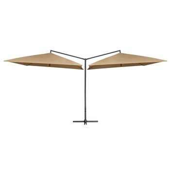 Podwójny parasol na stalowym słupku VIDAXL, taupe, 250x250 cm - vidaXL