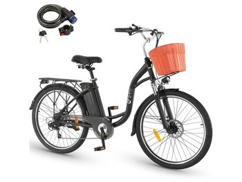 Pojazd Elektryczny DYU C6 - 36 V 12,5 Ah - Silnik 250 W - Opony 26 cali - Wymienny akumulator - Rower elektryczny Smart City - Czarny - DYU