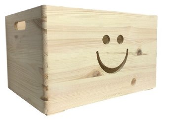 Pojedyncza skrzynka drewniana otwarta 40x30x23 cm z uśmiechem - PINUS Sp. z o.o.