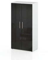 POJEMNA SZAFA NA UBRANIA GARDEROBA BIAŁY MAT CZARNY POŁYSK 70 cm