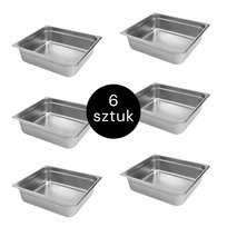 Pojemnik GN na posiłki gastronomiczny ze stali nierdzewnej 2/3 Mega-M 353x325x100mm, zestaw 6szt. Mega-M