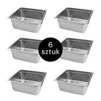 Pojemnik GN na posiłki gastronomiczny ze stali nierdzewnej 2/3 Mega-M 353x325x150mm, zestaw 6szt. Mega-M