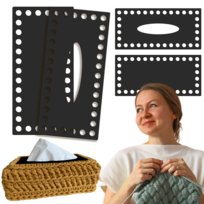 Pojemnik na Chusteczki Drewniane Pudełko Etui Baza do Szydełkowania CZARNA