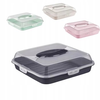 Pojemnik na ciasto tort patera taca z pokrywą pudełko na wypieki kwadratowy - Tragar