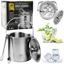 Pojemnik Na Lód Wiaderko Do Lodu 1,3L Stalowe Solidne Termiczne Cooler Lód