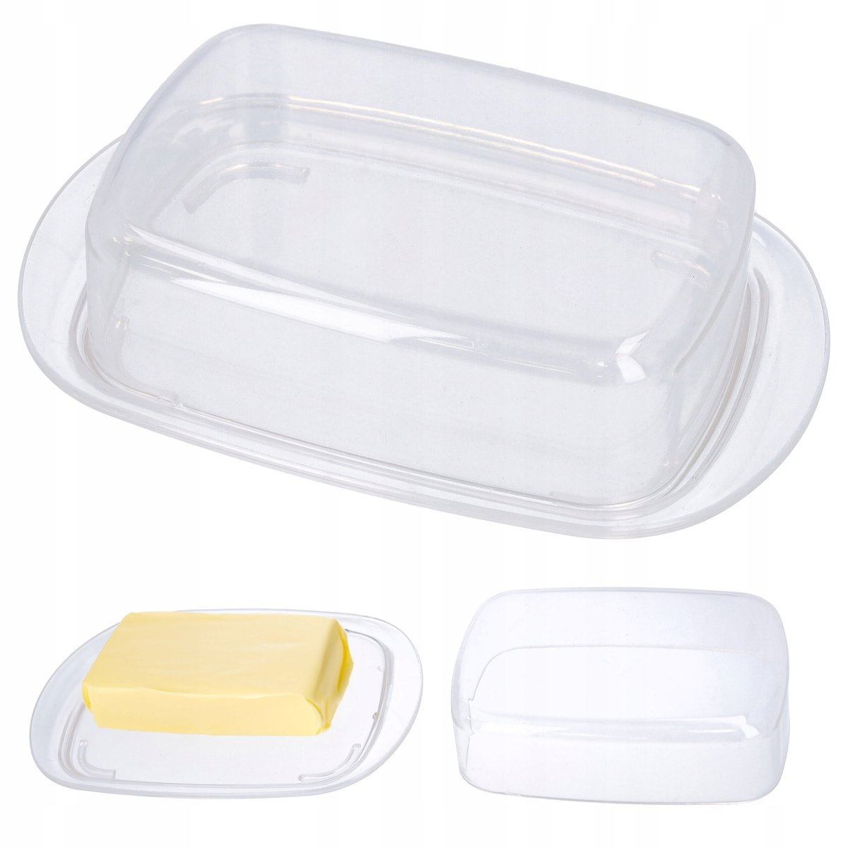 Zdjęcia - Maselniczka Pojemnik na masło z pokrywką biały plastik 18x11,5 cm maselnica maselniczk