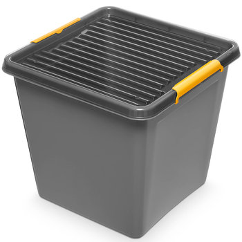 Pojemnik Plastikowy Pudełko Zamykany Z Pokrywką Pudło Box Do Przechowywania Do Garażu Magazynu Piwnicy Szary 36L - EDANTI
