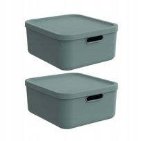 POJEMNIK PUDEŁKO Z POKRYWKĄ ROTHO ALBULA LIGHT 2 X 20 L ZIELONY