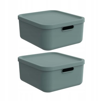 POJEMNIK PUDEŁKO Z POKRYWKĄ ROTHO ALBULA LIGHT 2 X 20 L ZIELONY - Rotho