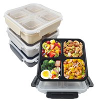 Pojemnik Śniadaniowy Lunchbox Bento z Przegrodami Pudełko Zestaw 4 Sztuki
