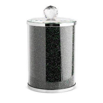 Pojemnik Ventosa 10x17 zielony czarny do przechowywania do przechowywania z kryształkami w stylu glamour - Eurofirany