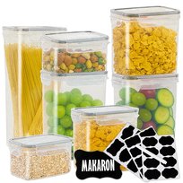 POJEMNIKI DO PRZECHOWYWANIA ŻYWNOŚCI HERMETYCZNE ZESTAW + ETYKIETY 7 SZT