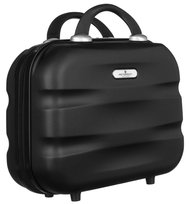 Pojemny kuferek na podróż z mocowaniem do walizki twarda kosmetyczka z tworzywa ABS+ Peterson, czarny