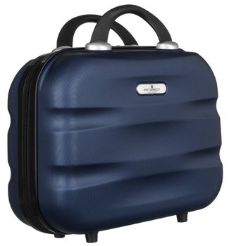 Pojemny kuferek na podróż z mocowaniem do walizki twarda kosmetyczka z tworzywa ABS+ Peterson, granatowy - Peterson