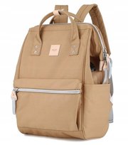 Pojemny plecak damski sportowy na laptopa z kieszeniami port USB Himawari, ciemnobeżowy