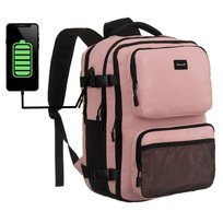 Pojemny plecak na wycieczkę bagaż podręczny do samolotu port USB wodoodporna tkanina Himawari, różowy Himawari