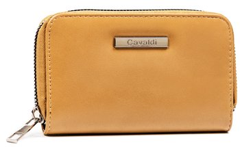 Pojemny portfel damski z brelokiem do kluczy skóra ekologiczna Cavaldi, beżowy - 4U CAVALDI