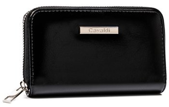 Pojemny portfel damski z brelokiem do kluczy skóra ekologiczna Cavaldi, czarny - 4U CAVALDI