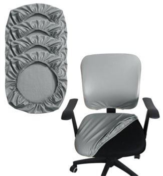 Pokrowce Na Siedzisko Fotel Biurowy Krzesło Taboret Skóra Syntetyczna 4 Sztuki Szary - Domidekor
