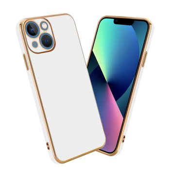 Pokrowiec Do Apple iPhone 13 MINI Etui w Glossy Biały - Złoto TPU Silikonowe Obudowa Case Cover Cadorabo - Cadorabo