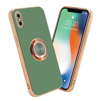 Pokrowiec Do Apple iPhone X / XS Etui w Glossy Jasno Zielony - Złoto magnetycznym Obudowa Case Cover Ochronny Cadorabo - Cadorabo
