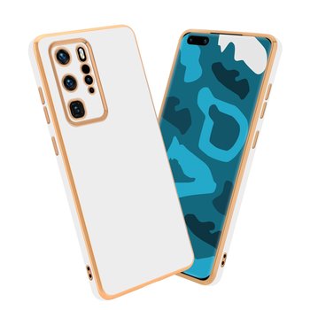 Pokrowiec Do Huawei P40 PRO / P40 PRO+ Etui w Glossy Biały - Złoto TPU Silikonowe Obudowa Case Cover Cadorabo - Cadorabo