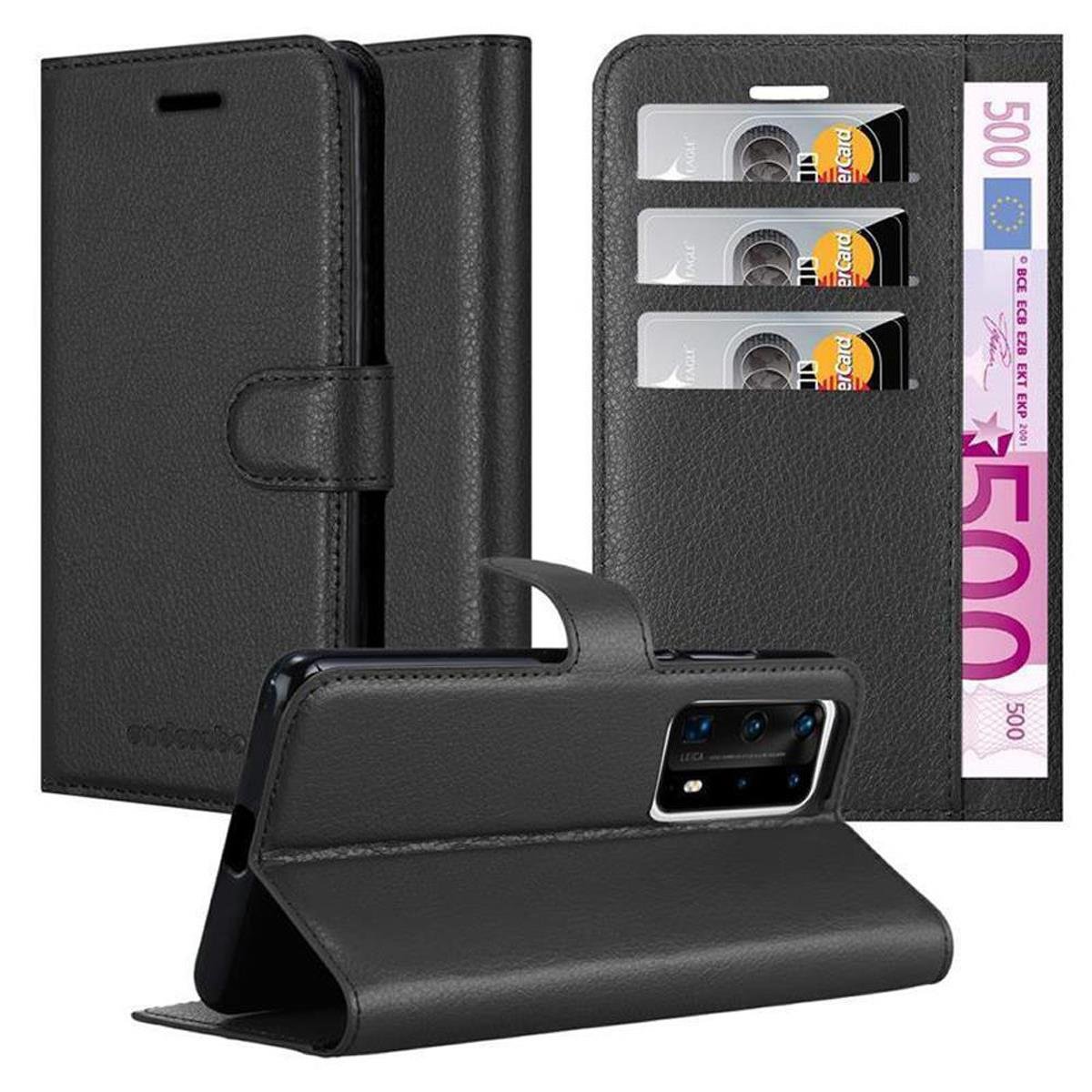 Cadorabo Hoesje Voor Huawei P40 PRO / P40 PRO+ - Gestreepte Look In Opaal Zwart Beschermhoes Gemaakt Van Gehard Glas En Tpu Siliconen