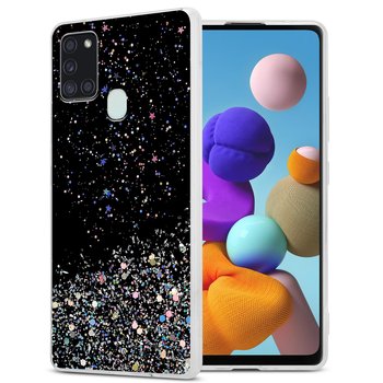 Pokrowiec Do Samsung Galaxy A21s Etui w Czarny z Brokatem Glitter Obudowa Case Cover TPU Cadorabo - Cadorabo