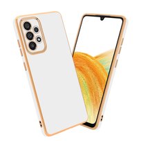 Pokrowiec Do Samsung Galaxy A33 5G Etui w Glossy Biały - Złoto TPU Silikonowe Obudowa Case Cover Cadorabo Cadorabo