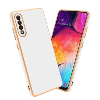 Pokrowiec Do Samsung Galaxy A50 4G / A50s / A30s Etui w Glossy Biały - Złoto TPU Silikonowe Obudowa Case Cover Cadorabo - Cadorabo