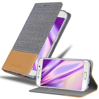 Pokrowiec Do Samsung Galaxy S6 EDGE Etui w JASNOSZARY BRĄZOWY Portfel Obudowa Case Cover Ochronny Cadorabo - Cadorabo