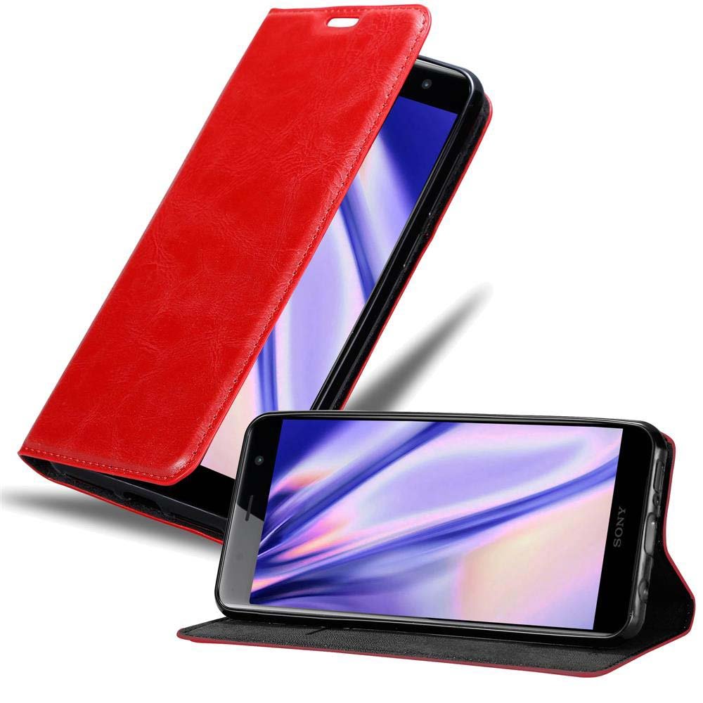 Custodia Cadorabo Flip Per Sony Xperia XZ Premium – Colore Rosso Mela Con Chiusura Magnetica