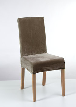 Pokrowiec elastyczny na krzesło, Welur, 2.0, brąz - BESTCOVERS