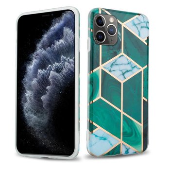 Pokrowiec Etui Do Apple iPhone 11 PRO w Ciemnozielono Biało Złoty Marmur No. 6 Obudowa Case Cover Silikon Plecki Cadorabo - Cadorabo