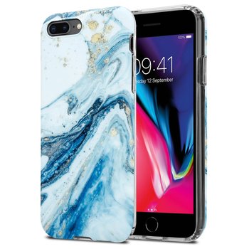 Pokrowiec Etui Do Apple iPhone 7 PLUS / 7S PLUS / 8 PLUS w Biało Niebieski Marmur No. 24 Obudowa Case Cover Silikon Plecki Cadorabo - Cadorabo