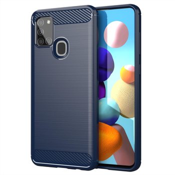 Pokrowiec Etui Do Samsung Galaxy A21s w BRUSHED NIEBIESKI Pokrowiec Ochronny Obudowa Case Cover Cadorabo - Cadorabo