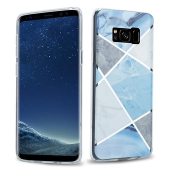 Pokrowiec Etui Do Samsung Galaxy S8 PLUS w Niebiesko Biało Szary Marmur No. 2 Obudowa Case Cover Silikon Plecki Cadorabo - Cadorabo
