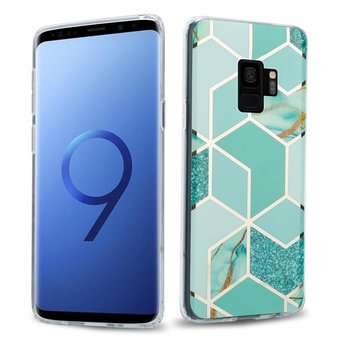 Pokrowiec Etui Do Samsung Galaxy S9 PLUS w Zielono Jasnozielono Złoty Marmur No. 3 Obudowa Case Cover Silikon Plecki Cadorabo - Cadorabo