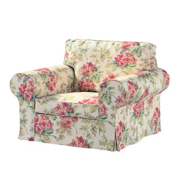 Pokrowiec na fotel Ektorp, DEKORIA, różowe kwiaty na tle ecru, 103x82x73 cm - Dekoria