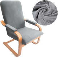 POKROWIEC NA FOTEL FINKA ELASTYCZNY WELUR PLUSZ PREMIUM CIEMNY SZARY