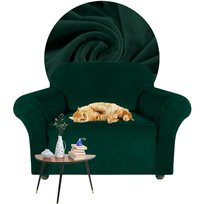 POKROWIEC NA FOTEL KANAPĘ SOFĘ ELASTYCZNY WELUR AKSAMIT 90-140 CIEMNY ZIELONY