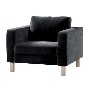 Pokrowiec na fotel Karlstad, Velvet, krótki, głęboka czerń, 89x89x64 cm - Dekoria