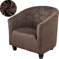 Pokrowiec Na Fotel Klubowy Welur Palmowe Liście Premium Brązowy