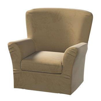 Pokrowiec na fotel Tomelilla wysoki z zakładkami, Living Velvet, jasny brąz, 78x60x88 cm - Dekoria