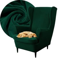 Pokrowiec Na Fotel Uszak Welur Premium Aksamit Elastyczny Zielony