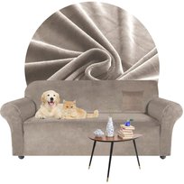 Pokrowiec Na Kanapę Sofę Narożnik Elastyczny Welur Premium Aksamit 145-185 Cm 2 Os Beżowy