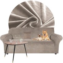 Pokrowiec Na Kanapę Sofę Narożnik Elastyczny Welur Premium Aksamit 190-230 Cm 3 Os Beżowy